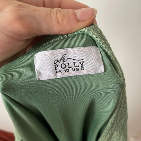 Oh Polly  One Shoulder Cutout Bodycon Mini Dress Green Size 6 - Picture 5 of 6
